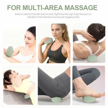 Vibrating Massage Ball with Rolling Head for Plantar Fasciitis - color: Green