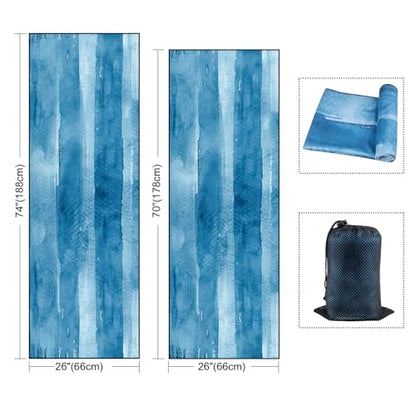 QiyI Hot Yoga Towel with Grip Dots, Non Slip, 70"x26", Blue Tie Dye - color: Blue Tie Dye, size: 70"x26"