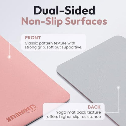 Umineux Non Slip Yoga Mat 72"x24" Exercise & Fitness Mat For Women and Men - color: Parfait Pink & Gray, size: 10MM