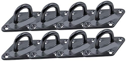 Heavy Duty Hammock Kits & Ceiling Hook Diamond Pad Eye Plates, 304 Stainless Steel & Black Zinc Galvanized Steel Corrosion Resistant, 2, 4 & 8 Packs - color: 8-Pack-Black-M6