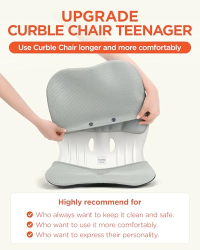 curble Wider Cover, Detachable Cover for Teenager Chair, Ergonomic Chair Back Support and Lumbar Support (Cover Grey) - color: Cover Grey