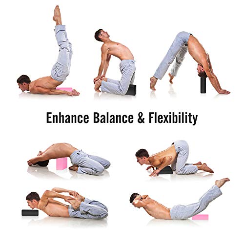 MoKo Thin Yoga Blocks 2 Pack, 9" x 6" x 3" High Density EVA Foam Yoga Block Exercise Bricks, Eco Friendly & Lightweight, Increase Flexibility & Balance, Great for Stretching & Holding Poses