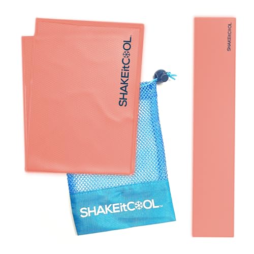 SHAKEitCOOL Original Cooling Towel – Be Cool in Style - Heat Relief, Soft, Lightweight, Sun Protection, Easy Clean - Perfect for Biking, Running, Yoga, Gym, Gardening - Orange - color: Orange
