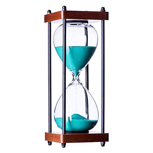 Large Hourglass Timer 60 Minute, Decorative Wooden Sandglass, Green - color: Green Sand