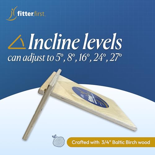 FitterFirst Wooden Slant Board -13.5 Inches Wide - Adjustable incline | Helps to Strengthen Calves, Achilles Tendons, Heels, and Shins - Great for Injury Recovery or Fitness Enthusiasts