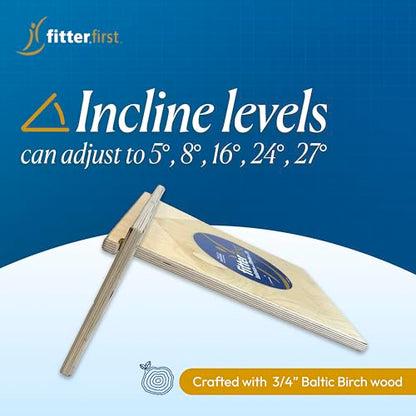FitterFirst Wooden Slant Board -13.5 Inches Wide - Adjustable incline | Helps to Strengthen Calves, Achilles Tendons, Heels, and Shins - Great for Injury Recovery or Fitness Enthusiasts