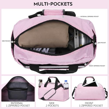 14 inch Small Gym Bag for Women & Men, Mini Duffel Bag for Travel Sports Lightweight Carry On Bag, Pink - color: Pink