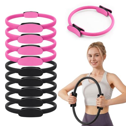 10 Pack Pilates Ring Set, 15" Pilates Fitness Circle for Women, Travel Office & Home Pilates Workout Equipment for Upper Body Core Glutes Inner Thigh, Pilates Essentials for Studio Equipment.