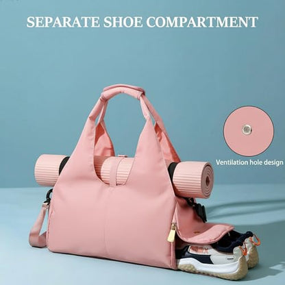 Yoga Mat Bag, Sport yoga Gym Bag for women, Lightweight yoga mat bag carrier with Yoga Strap, Carryall Yoga Tote Bag - color: PINK Updated Version
