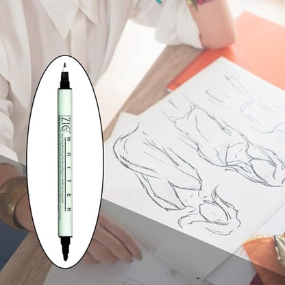 ZIG Memory System Writer Marker 010 Pure Black | Dual-Tip (0.5mm & 1.2mm) for Scrapbooking, Journaling, and Cardmaking | Acid-Free and Fade-Proof Ink