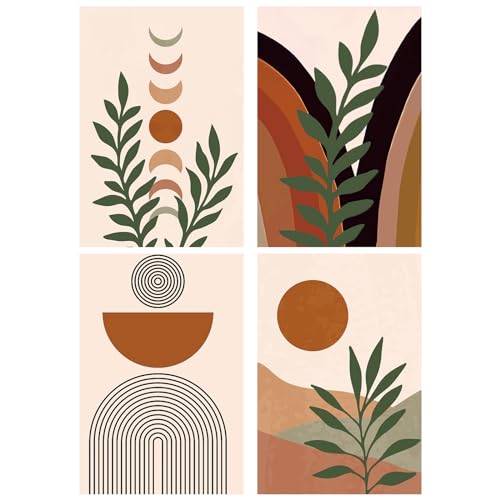 Yeaqee 4 Pcs Boho Diamond Art Kits for Adults Begginners Abstract DIY Painting Wall 5d Full Round Drill Diamond Gem Paintings Picture Arts Craft for Home Wall Art Decor 10" x 11.8'' - style: Boho