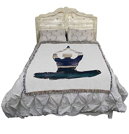 Pure Country Weavers Yoga Blue Praying Blanket by JMB Designs - Gift Tapestry Throw Woven from Cotton - Made in the USA (72x54) - color: Yoga