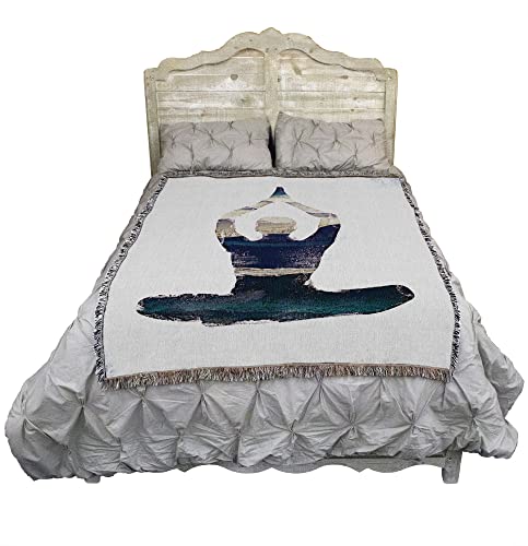 Pure Country Weavers Yoga Blue Praying Blanket by JMB Designs - Gift Tapestry Throw Woven from Cotton - Made in the USA (72x54) - color: Yoga