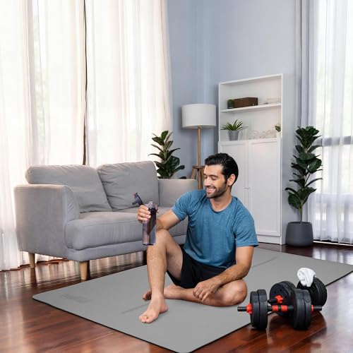 Gogokiwi Large Yoga Mat (6'x4') – 1/4" & 1/2" Thick Exercise Mats for Home Workout, Extra Wide Workout Mats for Home Gym, Yoga, Pilates, Stretching, Floor & More - color: Cool Grey, size: Extra Cushion (1/2 Inch Thick)