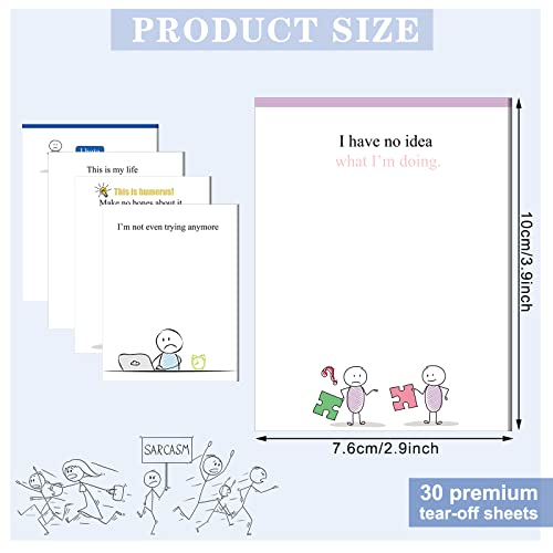 Pajean 12 Designs Funny Sticky Notes, Office to Do List,Minimalist Style | Sarcastic Notepads with Funny Sayings, 3 X 3.93 Inch Sticky Memo Pads, Assorted Colors, Office Desk Supplies - style: minimalist