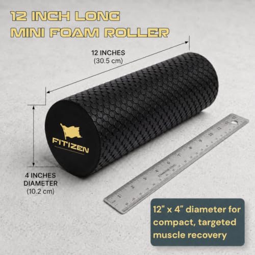 Fitizen Foam Roller – Muscle Massage Rehab Stiff Back Pain Physical Therapy Deep Tissue Firm Exercise Equipment Home Gym Stress Yoga Pilates for The Fit Citizen by FitNation - style: Mini - 12 x 4 Inches (Flag)