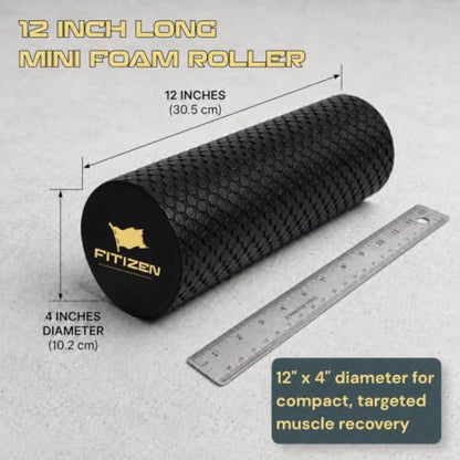Fitizen Foam Roller – Muscle Massage Rehab Stiff Back Pain Physical Therapy Deep Tissue Firm Exercise Equipment Home Gym Stress Yoga Pilates for The Fit Citizen by FitNation - style: Mini - 12 x 4 Inches (Flag)