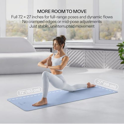 Premium Yoga Mat – Sweat-Activated Non-Slip PU Grip I Natural Rubber Base I 4mm for Yoga, Pilates & Workouts - color: Sky Blue