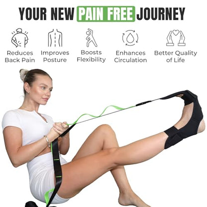 Stretch Strap with Loops Physical Therapy - Full Body Exercise Straps for Stretching with Detachable Foot - Leg & Calf Stretcher for Plantar Fasciitis, Physical Therapy, Pain Relief, and Flexibility - color: Parrot Green