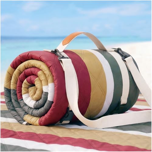 RYCHIC Waterproof Beach Blanket Picnic Outdoor Camping Mat Rug Christmas Xmas Birthday Practical Gift Mother Day Mom Big Sister Law Bestie Best Aunt Hostess Regalos de Navidad para Mujer Mama Abuela - color: Multi Brown