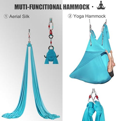 11 Yards Aerial Silks for home aerial yoga hammock Aerial Silks Kit | Aerial silks for gymnastics aerial yoga swing starter set - color: LIGHT PURPLE