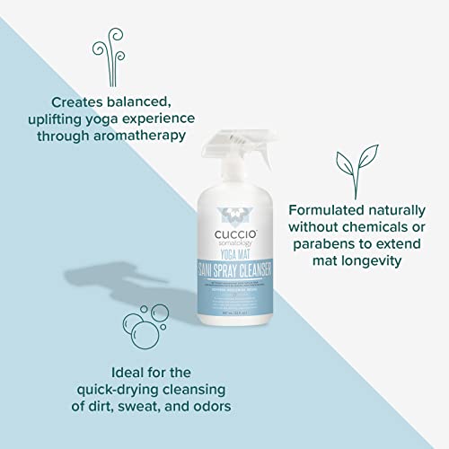 cuccio SOMATOLOGY Yoga Mat Sani Spray Cleaner - Essential Liquid Mat Cleanser Mist - Non Sticky, Quick Drying, Odor, Dirt And Sweat Control - Natural, Chemical Free Equipment Freshener - 32 Fl Oz - size: 32 Fl Oz (Pack of 1)