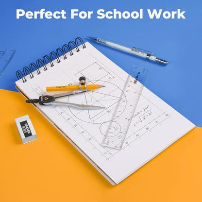 Nicpro 22 PCS Compass Geometry Tools with Case, Drafting Tool Geometry Set | With Swing Arm Protractor, Rulers, Metal Compass, Square Set, Mechanical Pencil, Back to School Supplies for Students
