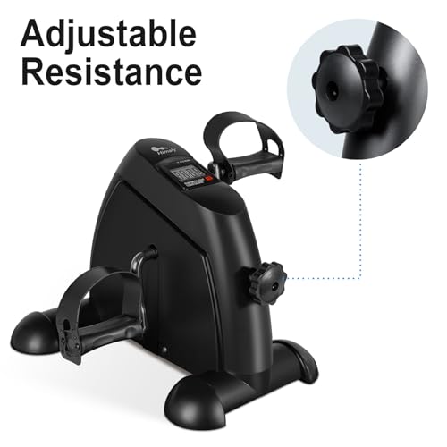 Mini Exercise Bike, himaly Under Desk Bike Pedal Exerciser Portable Foot Cycle Arm & Leg Peddler Machine with LCD Screen Displays - color: Black