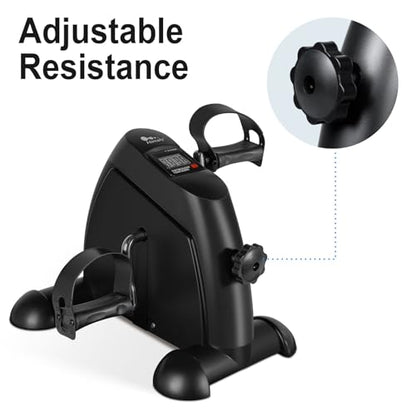 Mini Exercise Bike, himaly Under Desk Bike Pedal Exerciser Portable Foot Cycle Arm & Leg Peddler Machine with LCD Screen Displays - color: Black