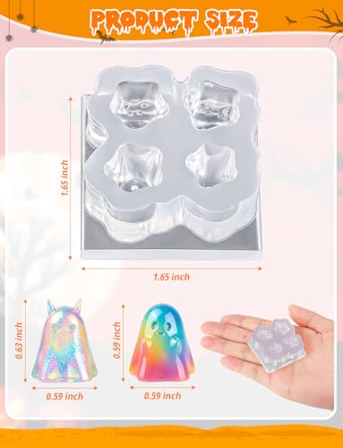 4 Pcs Mini Cute Ghost Figurines Silicone Mold, S - color: 4 Pcs Ghost White