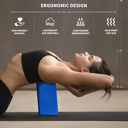 Yoga Blocks 2 Pcs, 9"x6"x3" Yoga Brick Foam Blocks EVA Foam Block Yoga Props Accessories for Yoga Pilates Stretching and Meditation - color: Deep Blue