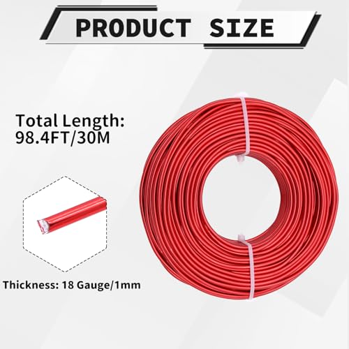 18 Gauge Aluminum Craft Wire, 100 Feet 1mm Bendable Metal Wire for Jewelry Making, Sculpting and Floral Design, Soft Armature Wire for DIY Crafts (Red) - size: 18 Gauge(1mm), style: Red