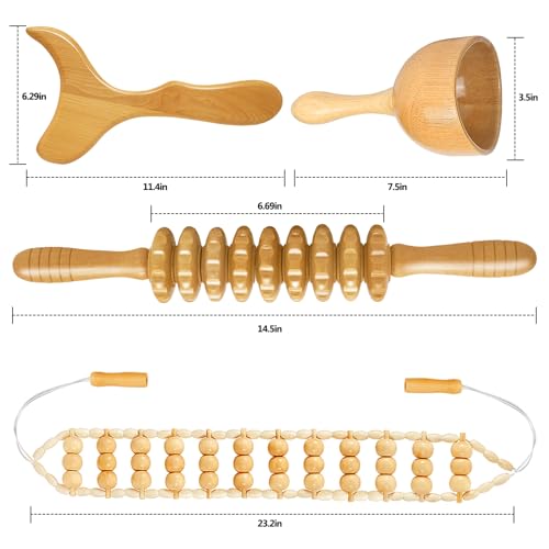 AICNLY 4 Pcs Wood Therapy Massage Tools for Body Shaping, Maderoterapia kit