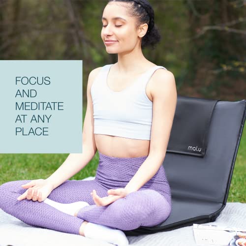 malu Floor Chair Padded w/Back Support - Japanese Chair Meditation Cushion | Comfortable Folding Backrest, Removable Easy Wash Cover (Chair, Extra Large, Black) - color: Black