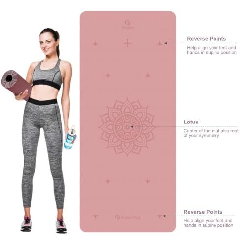 Gruper Yoga Mat Non Slip TPE Extra Wide Yoga Mat with Alignment Mark, 72"L x 32"W x 0.32"/0.24"Th (183cm x 80cm x 8mm/6mm), Anti-Tear Exercise Mat with Carrying Strap and Bag, Workout Mats for Yoga, Pilates - color: PINK BLUE, size: 0.32*32*72 Inches