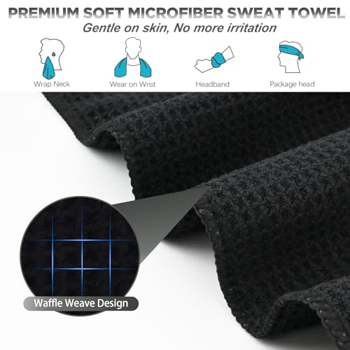 Microfiber Gym Towels for Working Out, Quickly Dry Yoga Towels for Men & Women Tennis, 16 Inch x 27 Inch, 6 Pack, Black - color: Black