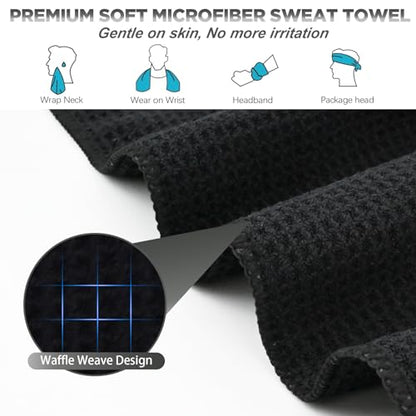 Microfiber Gym Towels for Working Out, Quickly Dry Yoga Towels for Men & Women Tennis, 16 Inch x 27 Inch, 6 Pack, Black - color: Black