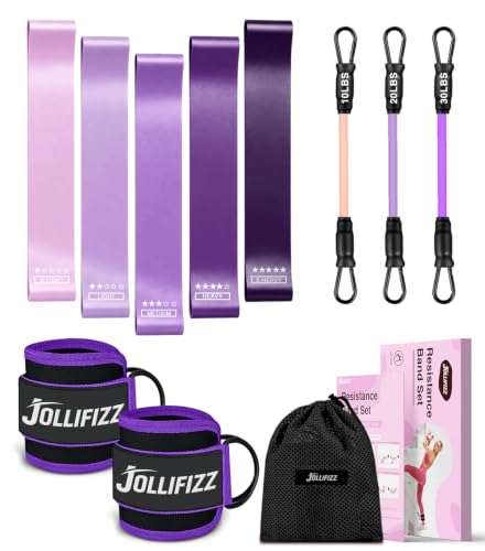 Ankle Resistance Bands with Cuffs &Booty Bands Set,Ankle Straps for Cable Machines for Leg,Booty,Glute,Hip,Butt,Workout Home Gym Equipment,Exercise Bands for Fitness,Yoga,Physical Therapy - color: Purple