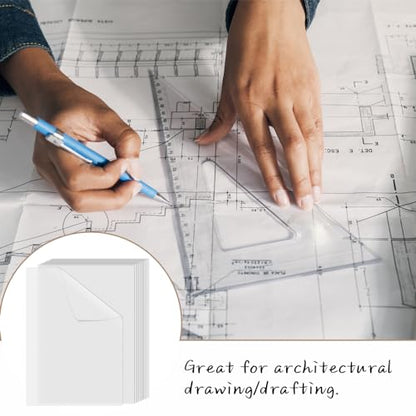 300 PCS 11x17 Inch Translucent Vellum Paper 63 Grams for Architecture Building Paint - Drafting Sheets Translucent White (Can't Print With Printer) - color: transparent