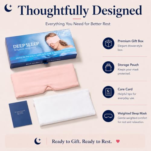 Weighted Eye Mask for Sleeping, Cooling Blackout Satin Sleep Mask for Women | Adjustable & Washable Pink Eye Pressure Cover, Breathable Silky Soft Fabric, Reusable Eye Mask Self Care Gift for Adults