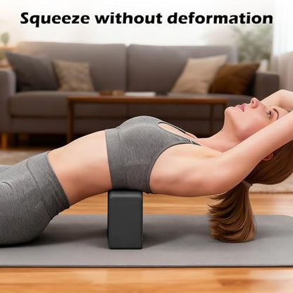 Leikefitness Yoga Blocks 2 Pack,Lightweight-High Density Eva Foam Soft Non-Slip for Yoga, Pilates, Meditation 9"×6"×3" - color: Black