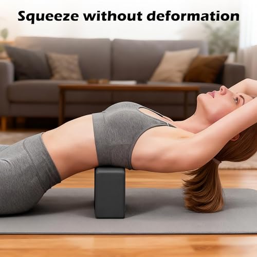 Leikefitness Yoga Blocks 2 Pack,Lightweight-High Density Eva Foam Soft Non-Slip for Yoga, Pilates, Meditation 9"×6"×3" - color: Black