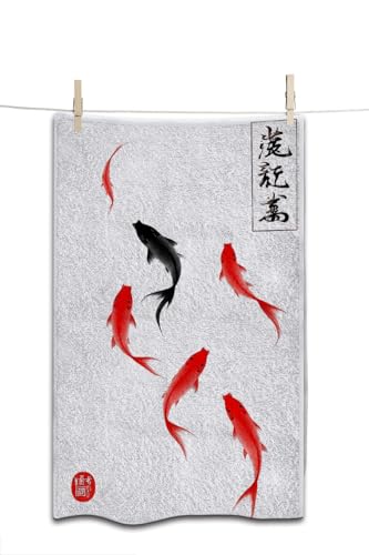Fish Classic Chinese Carp Pond Beach Towel Nature Ink Artistic Face Towels Suit Travel Sports Pool Swimming Bath Camping Spa Gym Yoga,15x30 Inch - color: Fish Classic Chinese Carp Pond