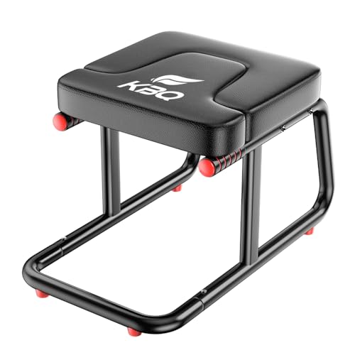 KBQ 요가 헤드스탠드 벤치, 요가 반전 의자, 헤드스탠드 트레이너 - 181.4kg(400파운드) 용량의 U자형 스툴, 이중 팔걸이, 미끄럼 방지 피트니스 보조 도구, 두꺼운 통기성 매트, 가정 및 체육관 안정성 스툴(블랙)