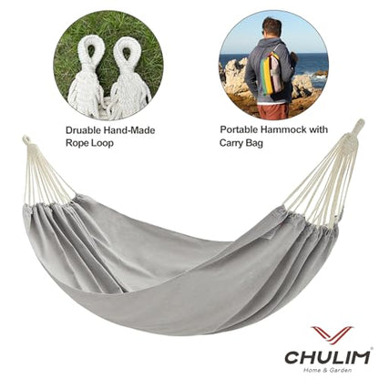 Brazilian Double Hammock with Tree Straps, Extra Large, 450 lbs Capacity - color: Light Grey, size: X-Large