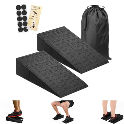 Non-Slip Squat Wedge Block, 2 Pack | Heel Elevated Design Foot Wedges for Exercise