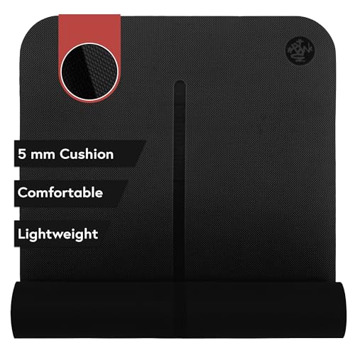 Manduka Begin Yoga Mat 68" - 5mm Cushioning | Comfortable, Lightweight & Reversible with Alignment Stripe | Budget-Friendly | 68 x 24 inches - style: Black