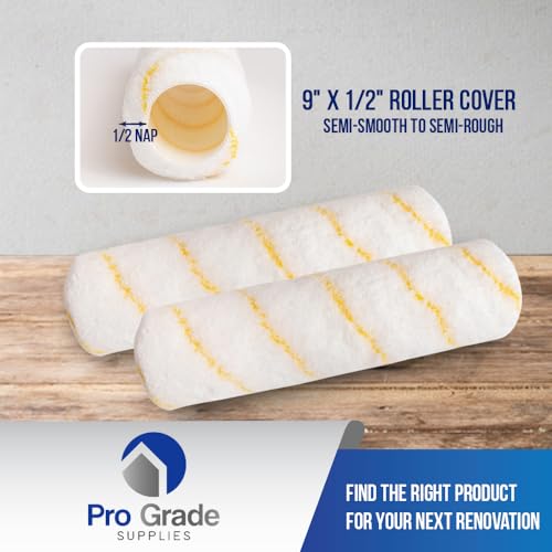 Pro Grade Paint Roller Covers, 9 Inch, 1/2 Inch Microfiber Nap, 5 Pack | For rough, smooth & semi-smooth surfaces | Walls & ceilings | Interior & exterior | Shed-resistant, lint-free