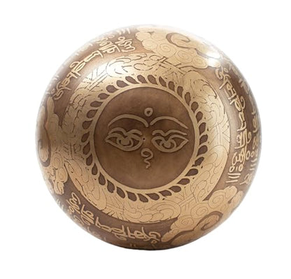 Tibetan Singing Bowl Set – Bronze Master Grade with Pure Tone & Thangka Art – Handmade in Nepal by Himalayan Bazaar (Gold & Yellow) - color: Gold - Yellow