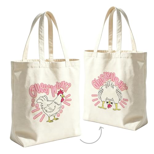 VICBOU Gator Goose Chicken Canvas Tote Bag for Women Girls, Cute Shoulder Bag with Pocket for Beach Shopping Work - color: Chicken